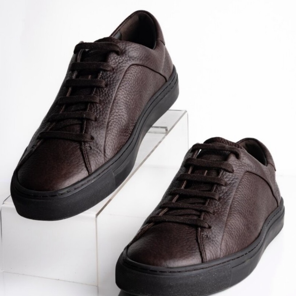 Massimo Dutti Dark Brown Leather Sneakers Dark Brown US 10 EU excellent